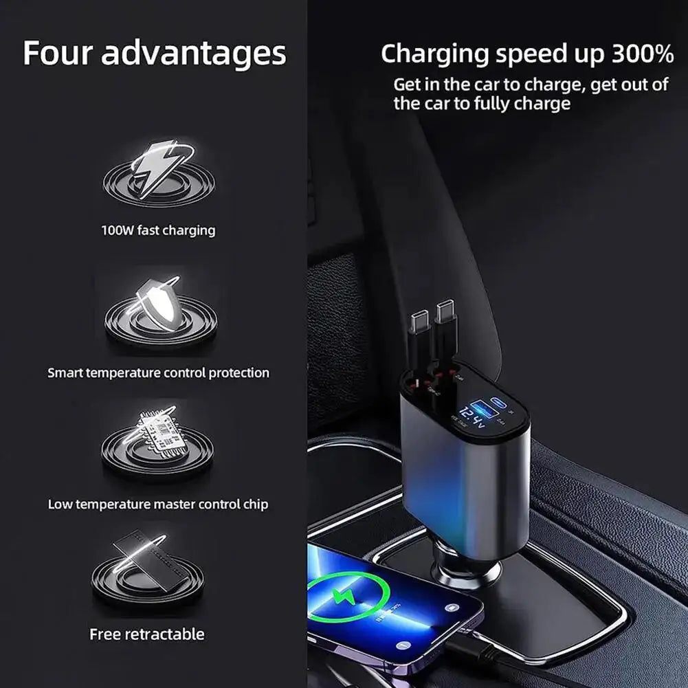 Ultimate 4-in-1 Retractable Car Charger