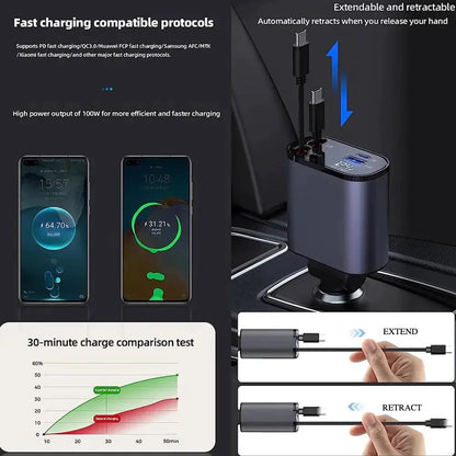 Ultimate 4-in-1 Retractable Car Charger