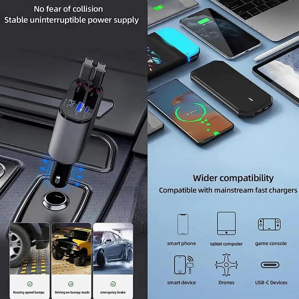 Ultimate 4-in-1 Retractable Car Charger