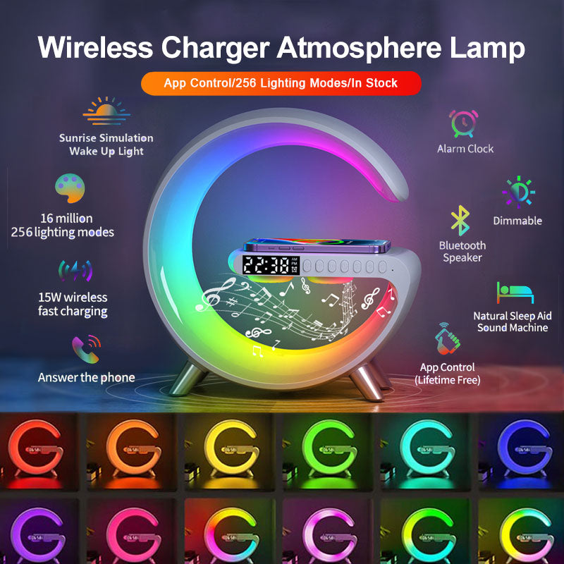 LED Lamp Wireless Charger - Versatile Lighting, Music, and Charging in One Stylish Design