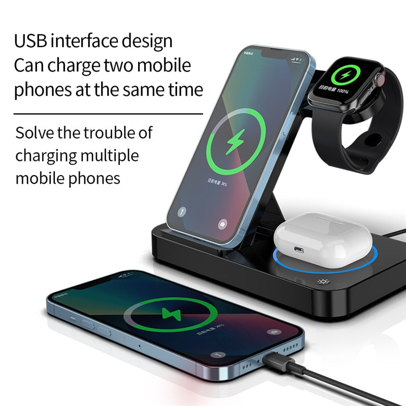 100W 4 in 1 Foldable Wireless Charging Station – Fast Multi-Device Wireless Charger